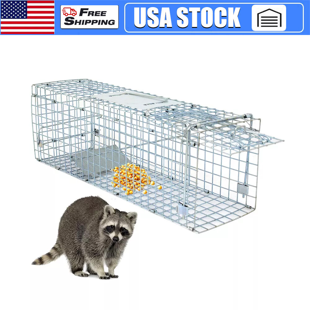 Live Animal Trap Extra Large Rodent Cage Garden Rabbit Raccoon Cat 24"X8"X 7.5"