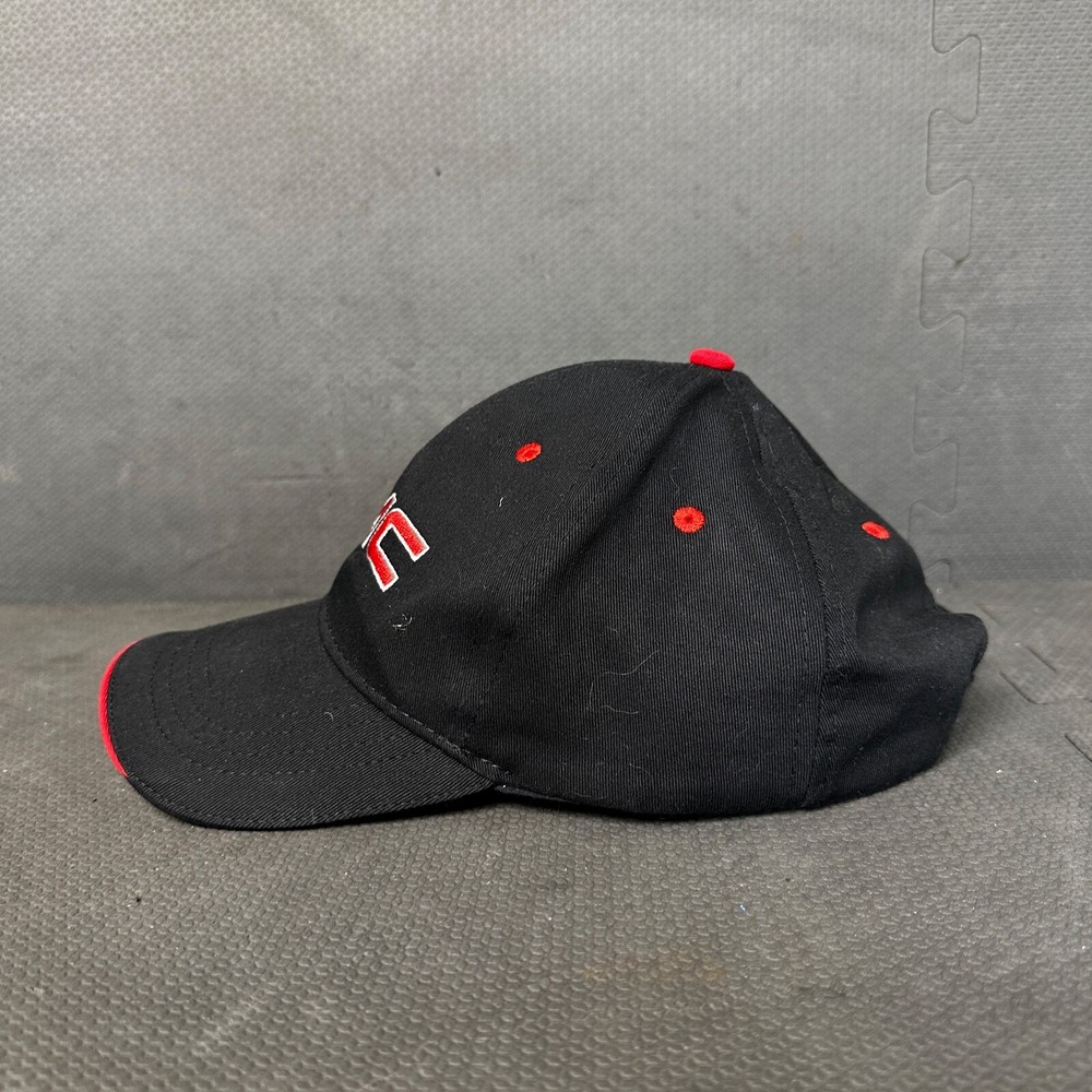 GMC Hat Cap Black Red Trim Letters Hook Loop Tall One Size