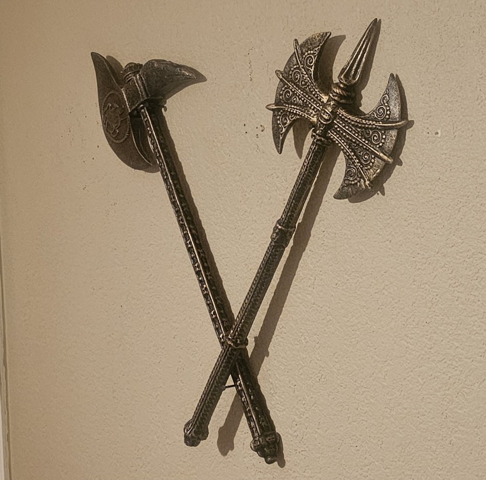 Two Medieval Cast Iron Battle Axes