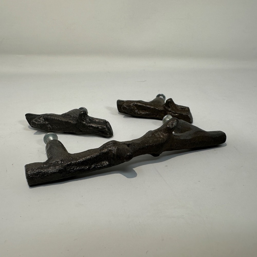 Vintage 3 Twig Cabinet Pulls aged bronze