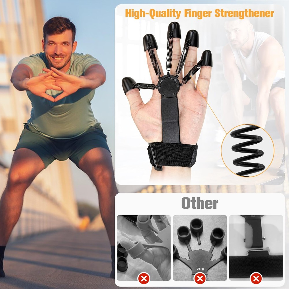 Finger Grip Strength Trainer - Hand Extension Workout Exerciser, Black