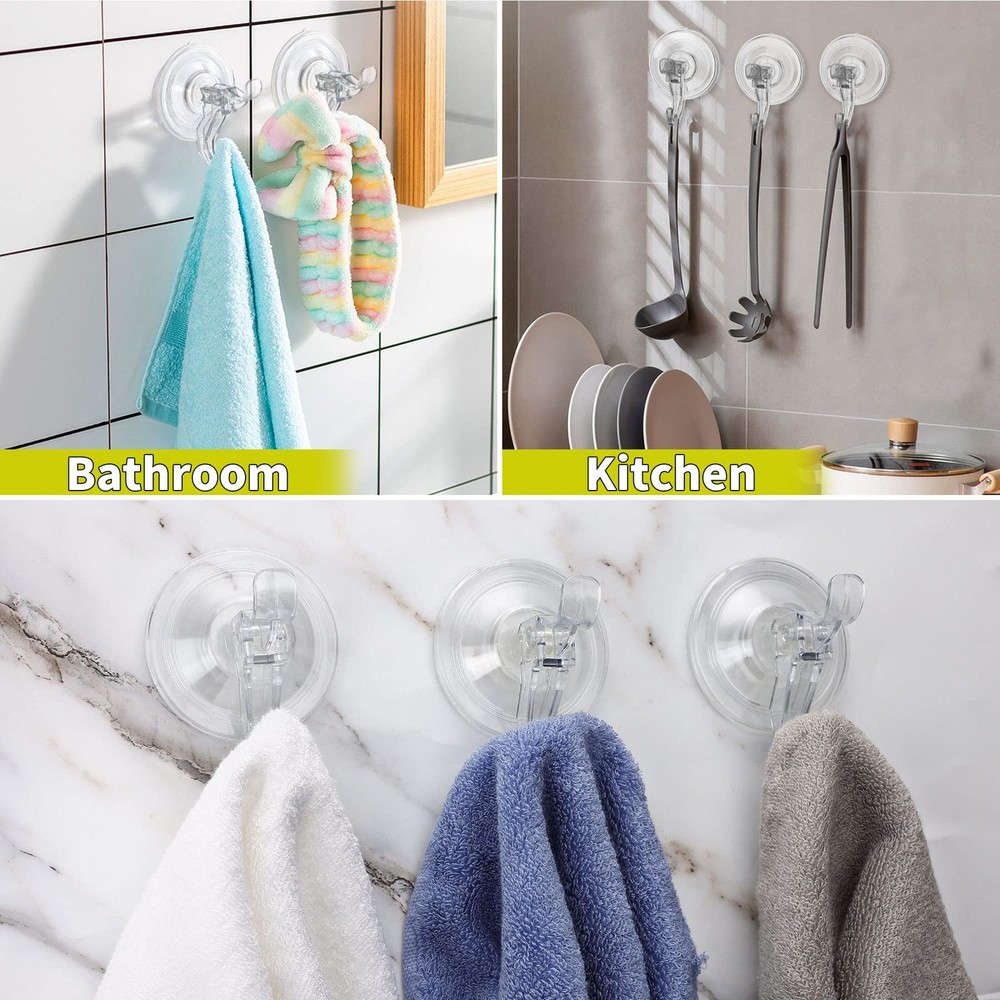Antimbee 3 Pack Suction Cup Hooks, Clear 3 Pack, Transparent