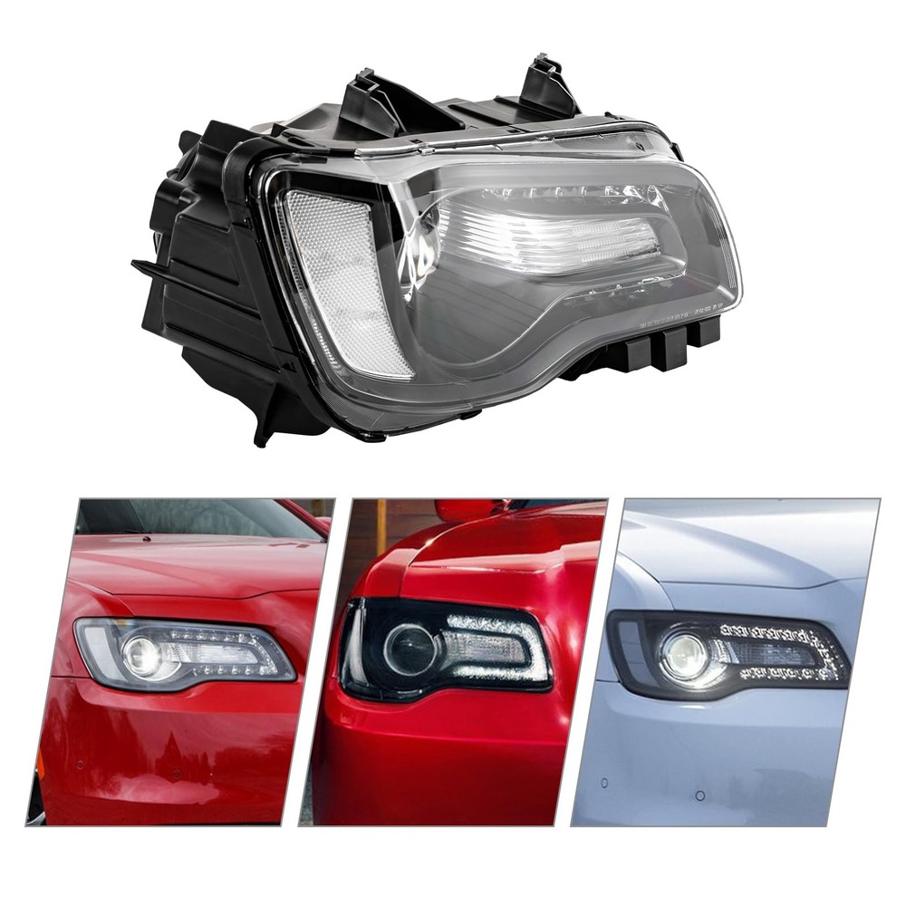 Front Halogen Projector Headlight Set with Black Bezel for 2015-2017 300