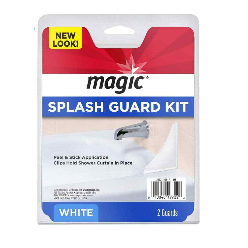 Splash Guard Kit - Prevent Water Splashing - Bath or Shower - White