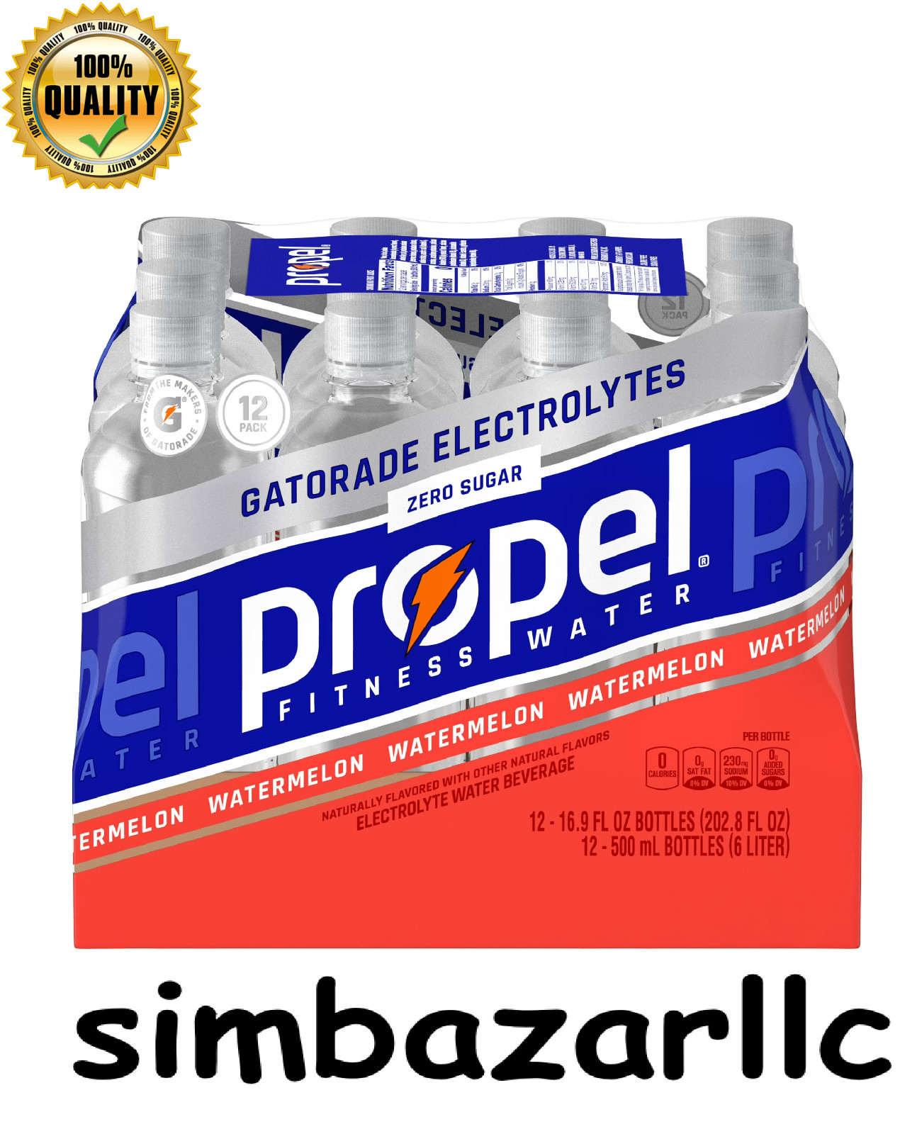 Propel Watermelon Electrolyte Water, Zero Sugar & Calories, 12 Pack 16.9 fl oz