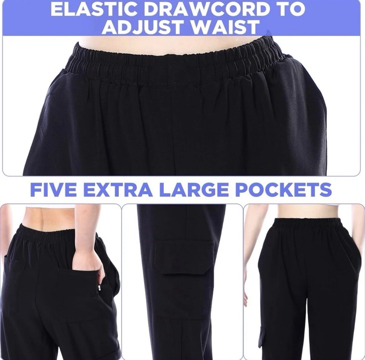 3 pc (3 pair) New Black baggy chef pants LARGE