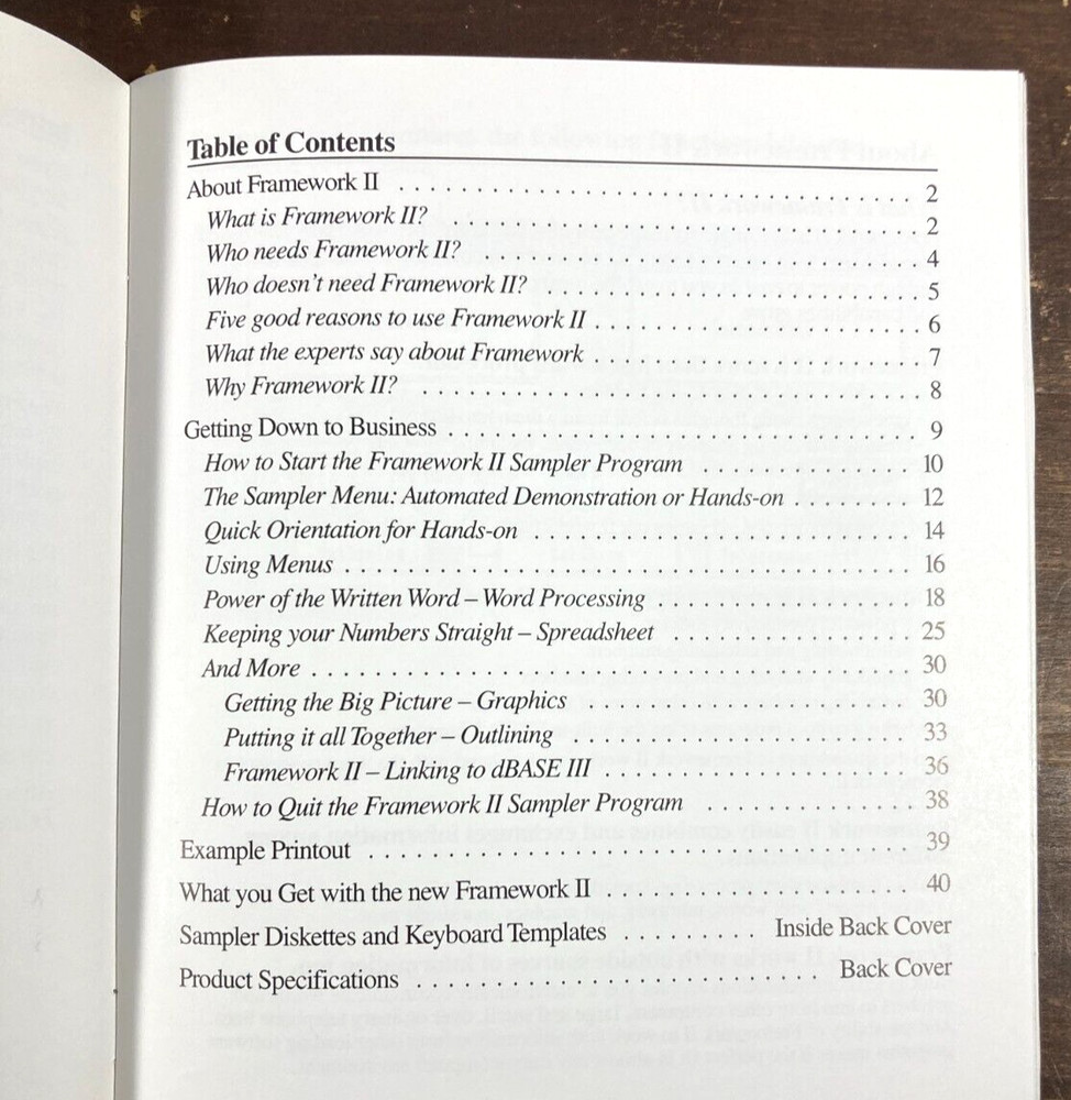 Vintage Ashton-Tate Framework II 2-Disk Sampler Software 5.25" & Booklet IBM PC