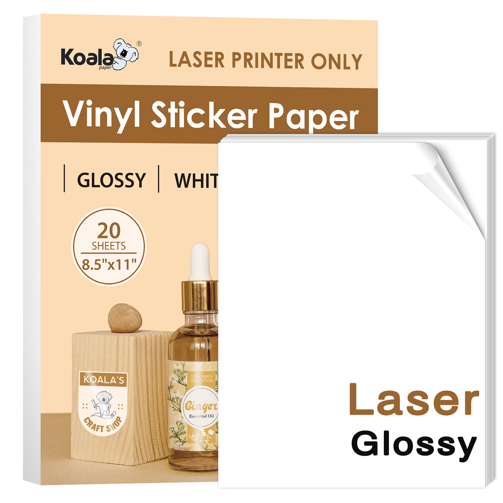 Lot 10-60 Koala Printable Vinyl Sticker Paper for LASER - Glossy/ Matte/ Clear