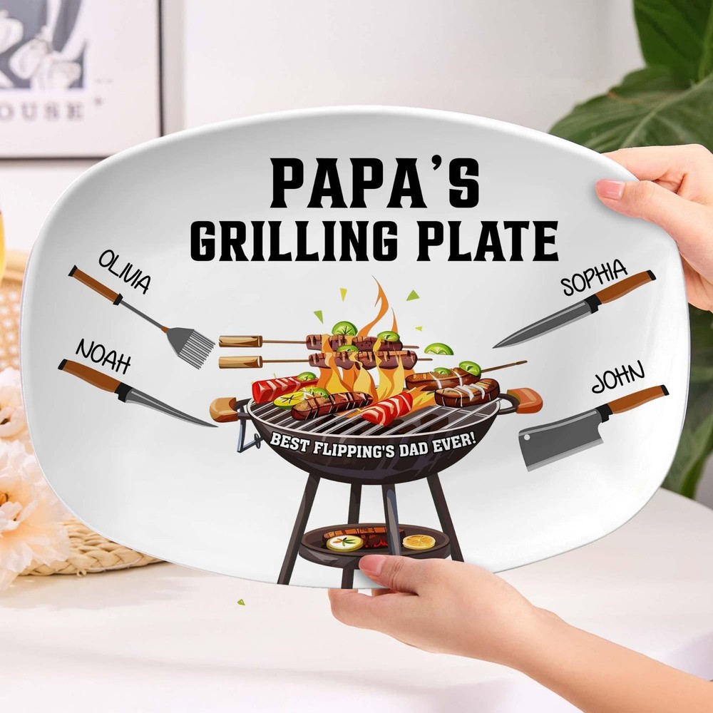 Personalized Daddy Grilling Platter, Custom Father's Day BBQ Gift From Kids Dad!