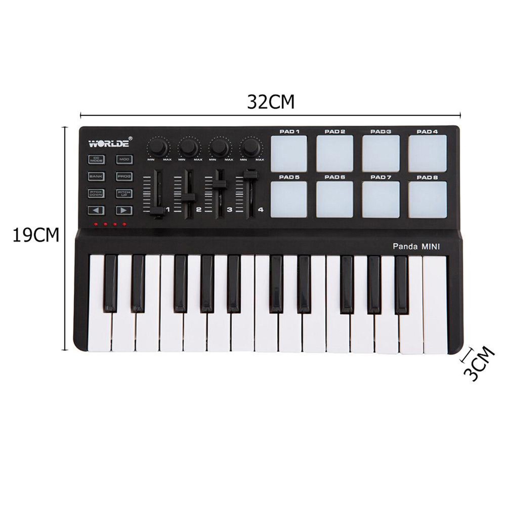 Worlde Panda mini 25-Key Portable USB Keyboard Drum Pad MIDI Electric Controller
