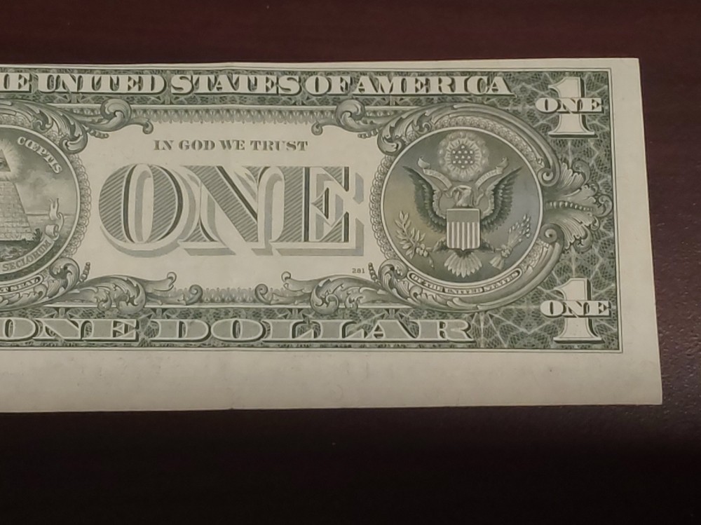 1995 $1 Bill - REVERSE Cutting Error / Misaligned Cut - High Grade! Choice AU