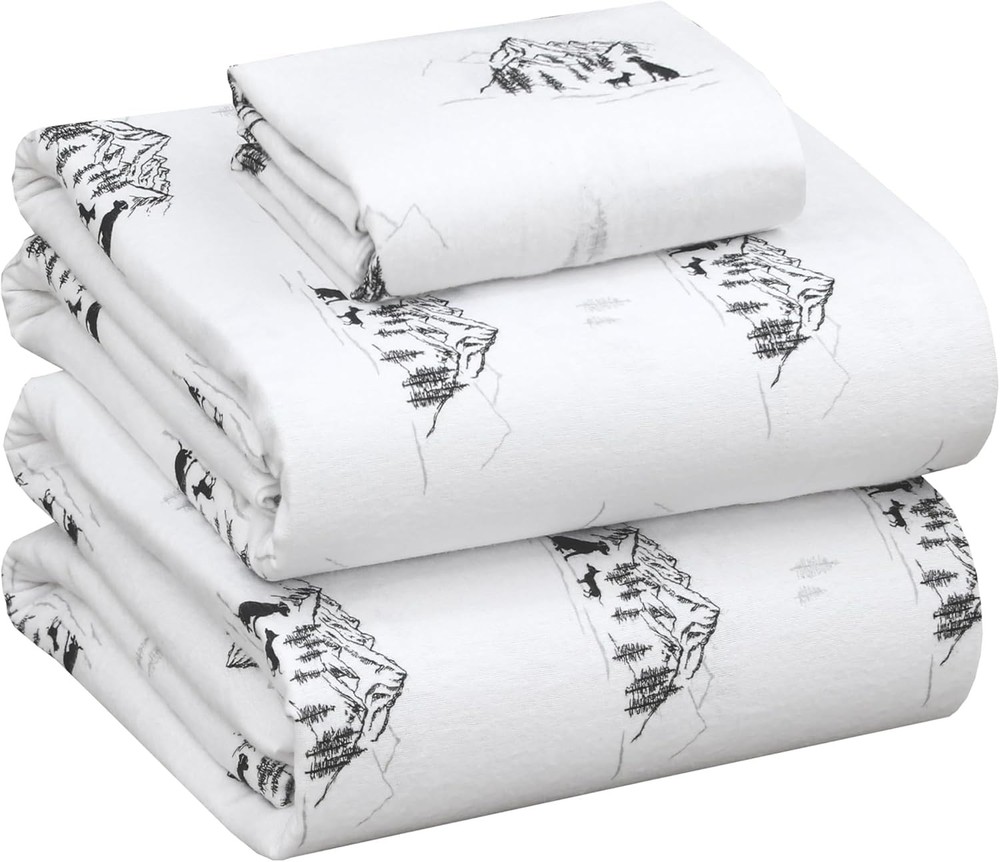 Flannel Sheets Twin Size 100% Cotton Double Brushed Twin Sheets Set Deep Pockets