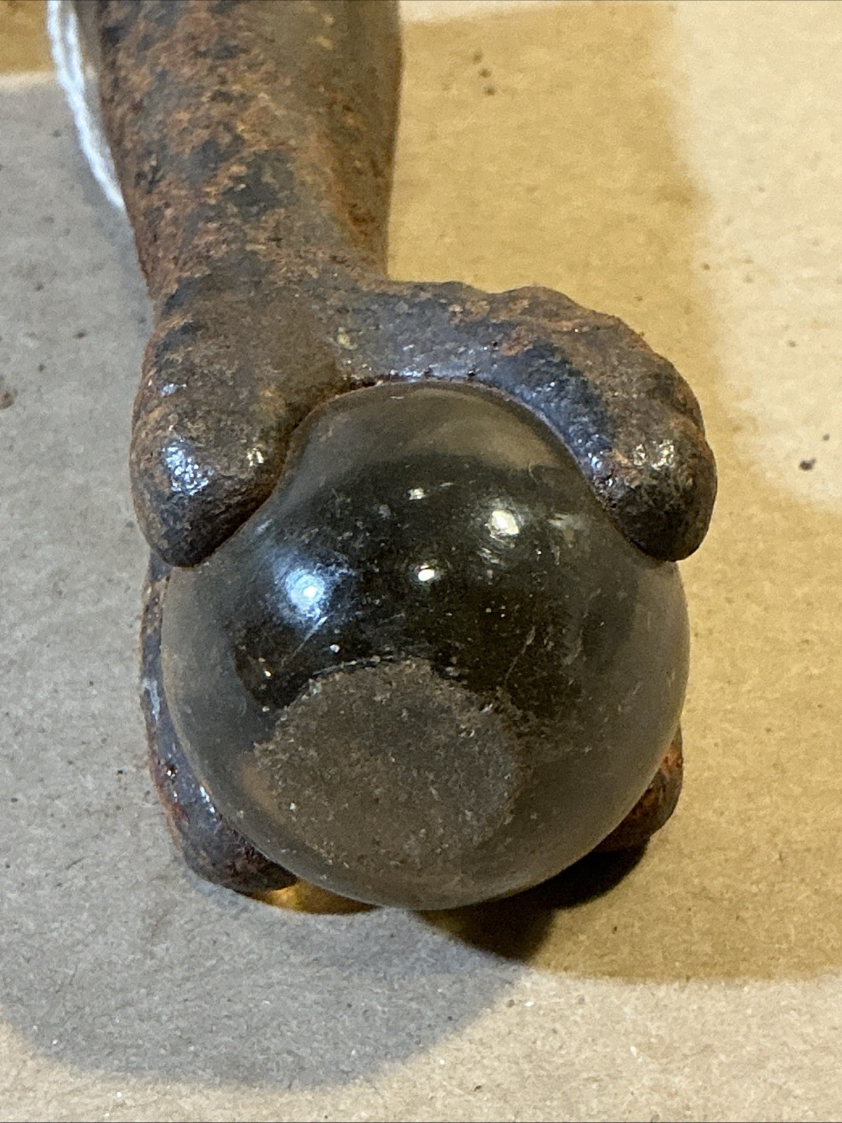 Set Of 4 Antique Cast Iron Glass Ball Table Feet Claw Feet As Is INV-AD60