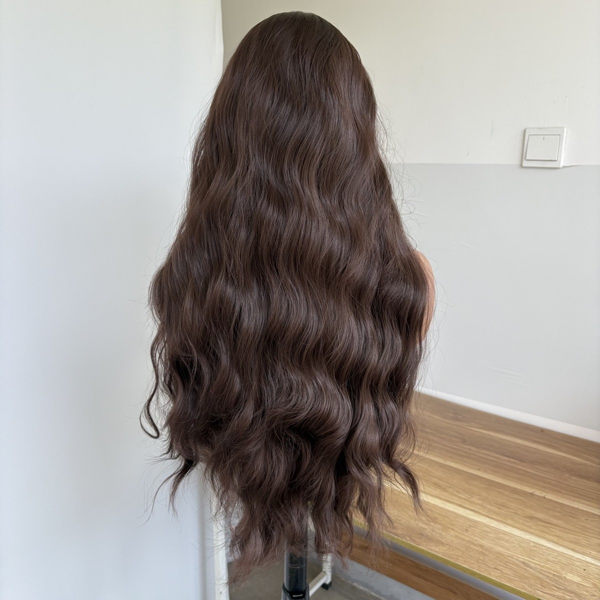 Lace Front Wig Natural Dark brown Heat Resistant Synthetic Hair Long Wavy