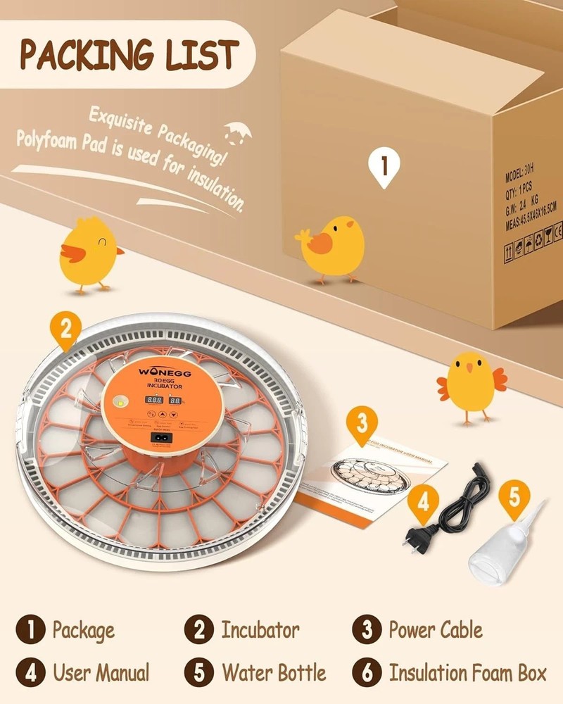 30 Egg Incubators for Hatching Eggs with Automatic Egg Turner, Auto Temperature