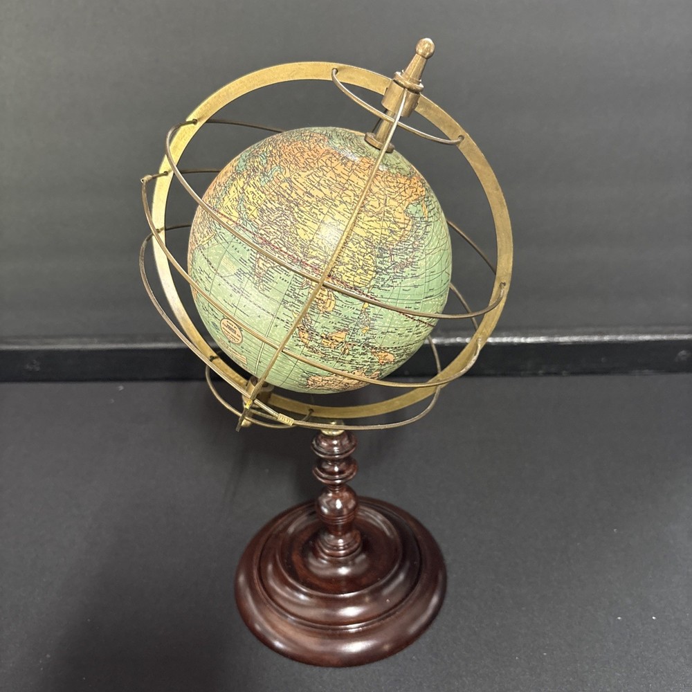 Vintage Weber Costello Co 12” Authentic Models Globe Sphere Brass Frame