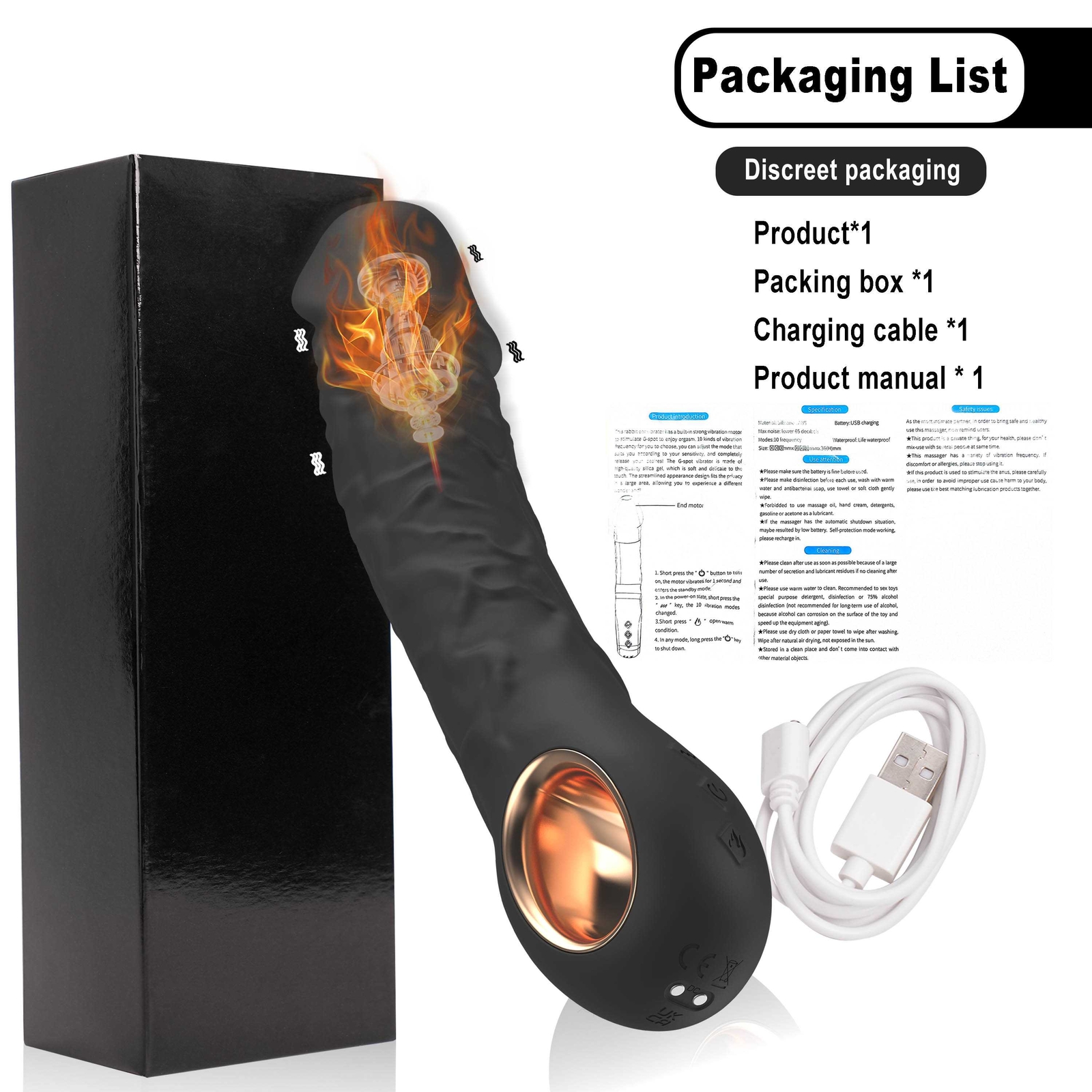 Realistic G Spot Vibrator Dildo Clit Massager Anal Stimulator Sex Toys for Women