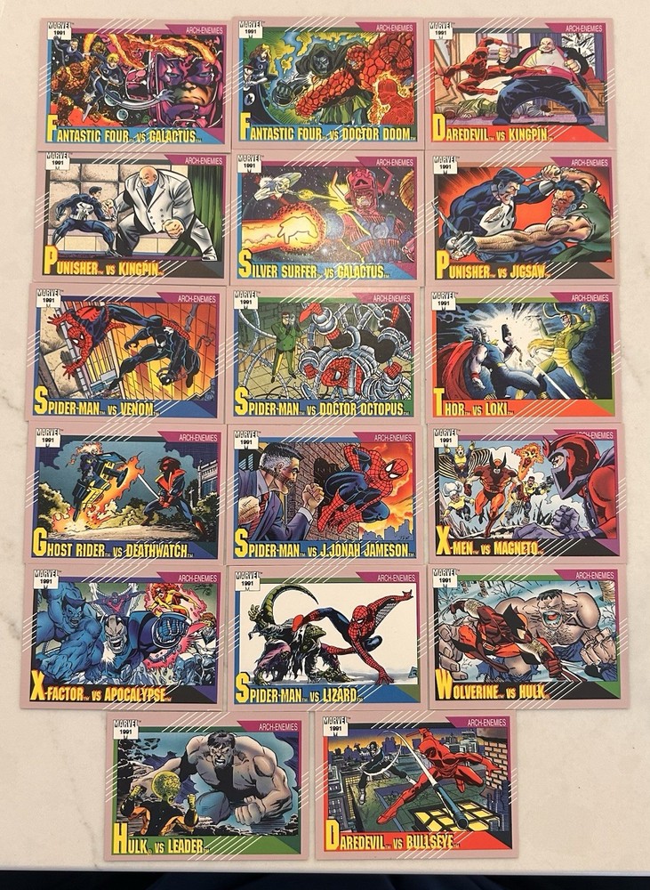 Marvel 1991 Arch-Enemies 17 Card Lot