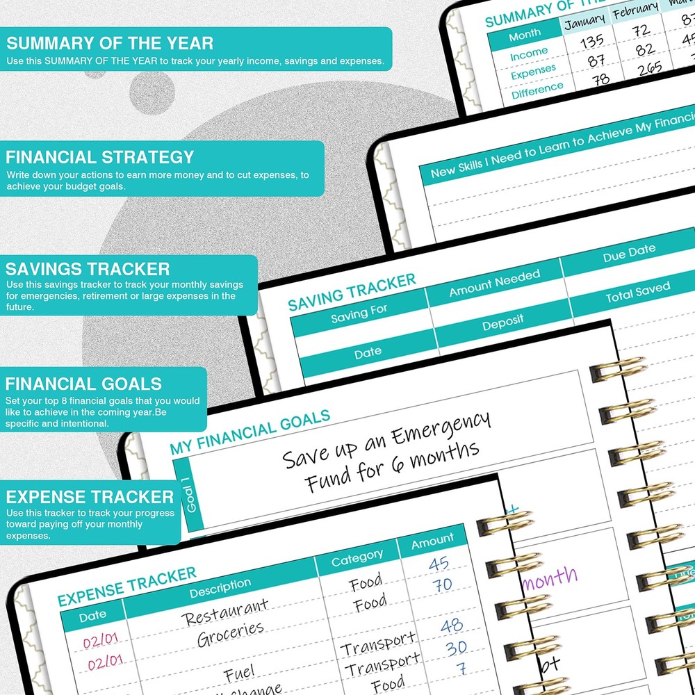 Budget Planner - Book with Bill Organizer and Expense Medium, Black