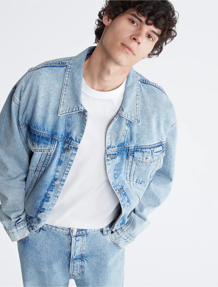 Calvin klein Men's Future Archive Denim Trucker Jacket, Size Medium