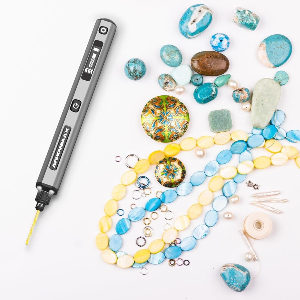 AM ARROWMAX Mini Drill Pen, 5-Speed, LED Lights, OLED Display, Silver