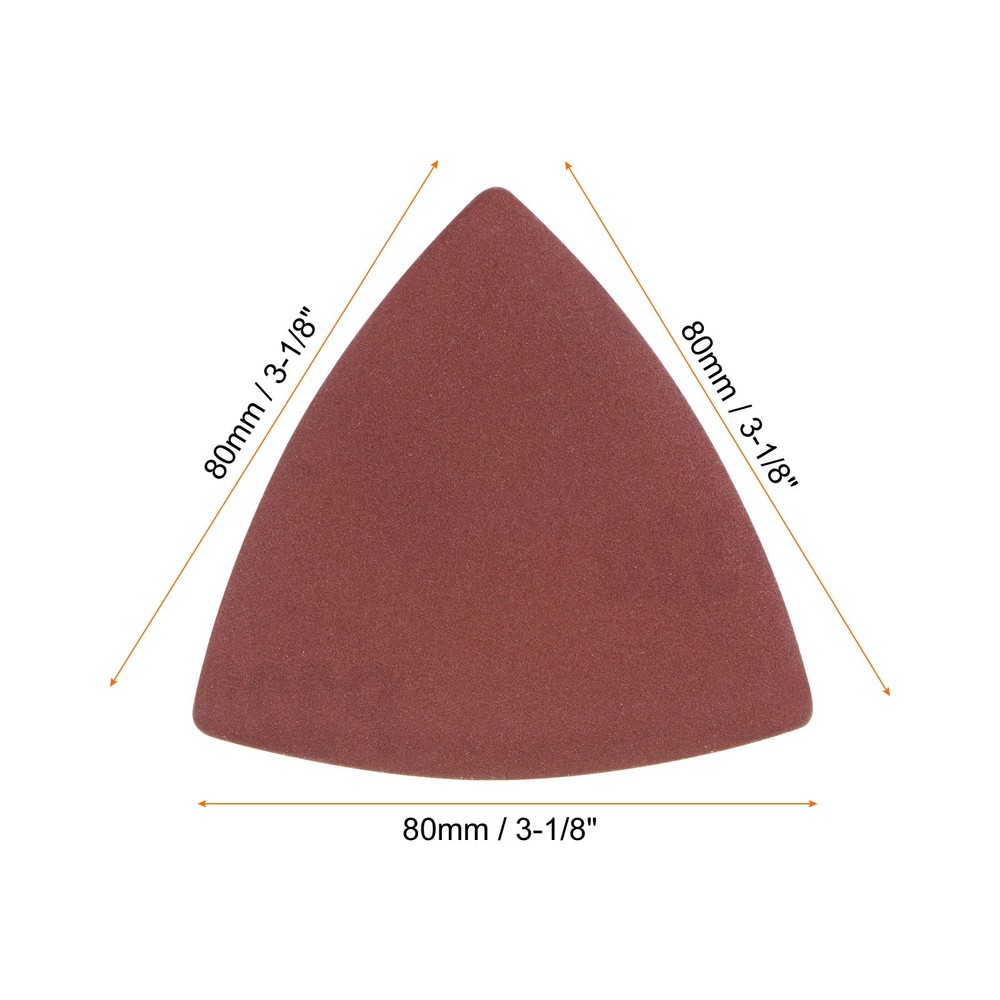 100pcs 320 Grits 80mm Aluminum Oxide Triangular Hook & Loop Sandpapers Pads