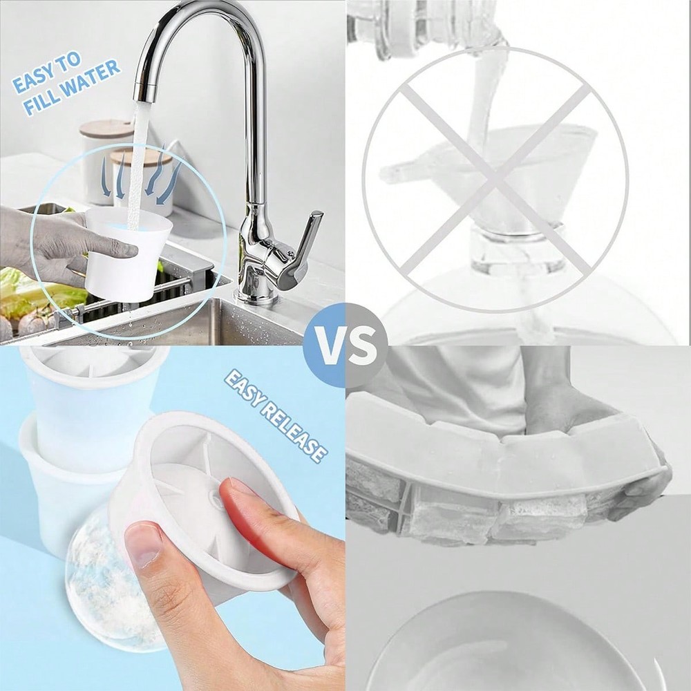 Sphere lce Ball Mold Round Maker Whiskey Cube Mold Stackable Silicone