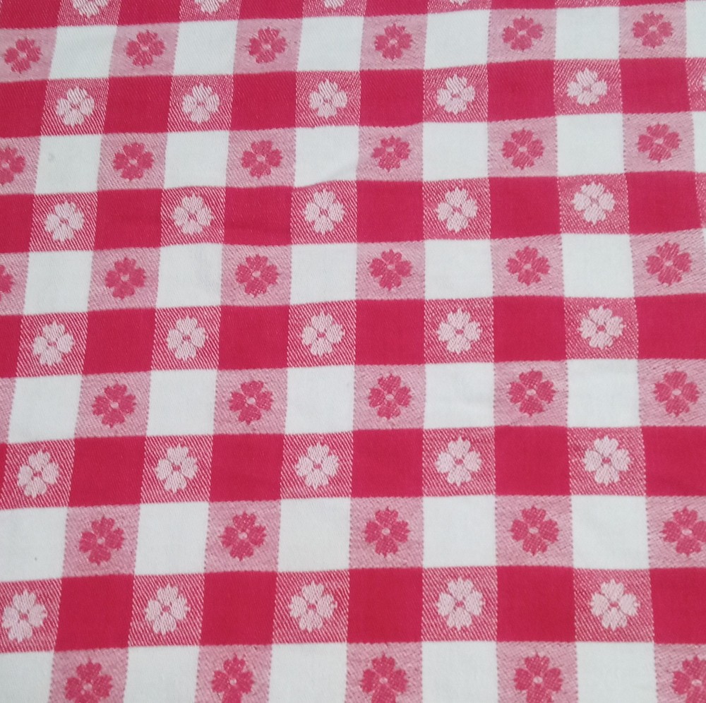 Pink White Check Plaid Rectangular Cloth Tablecloth Classic Style