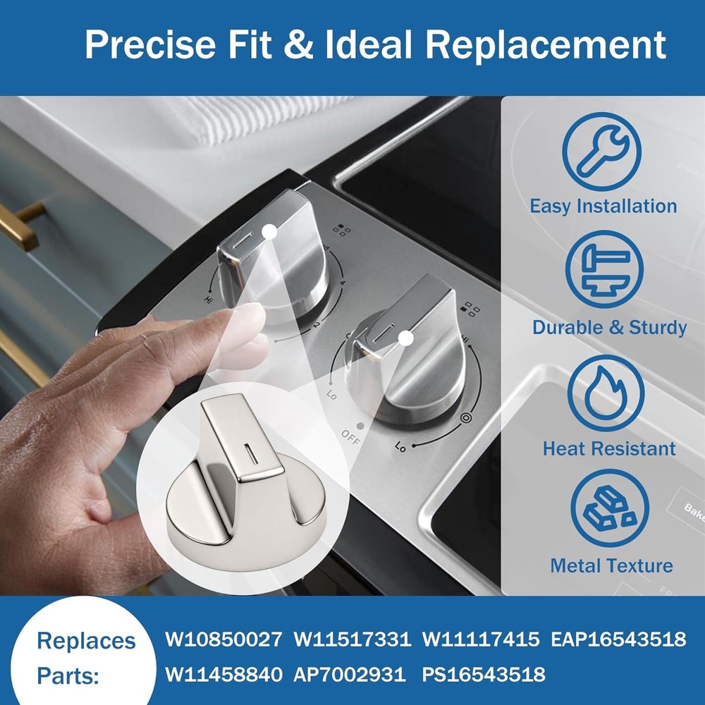 W11517331 for Whirlpool Electric Range Knobs Replace W10850027 W11117415 (4pcs)