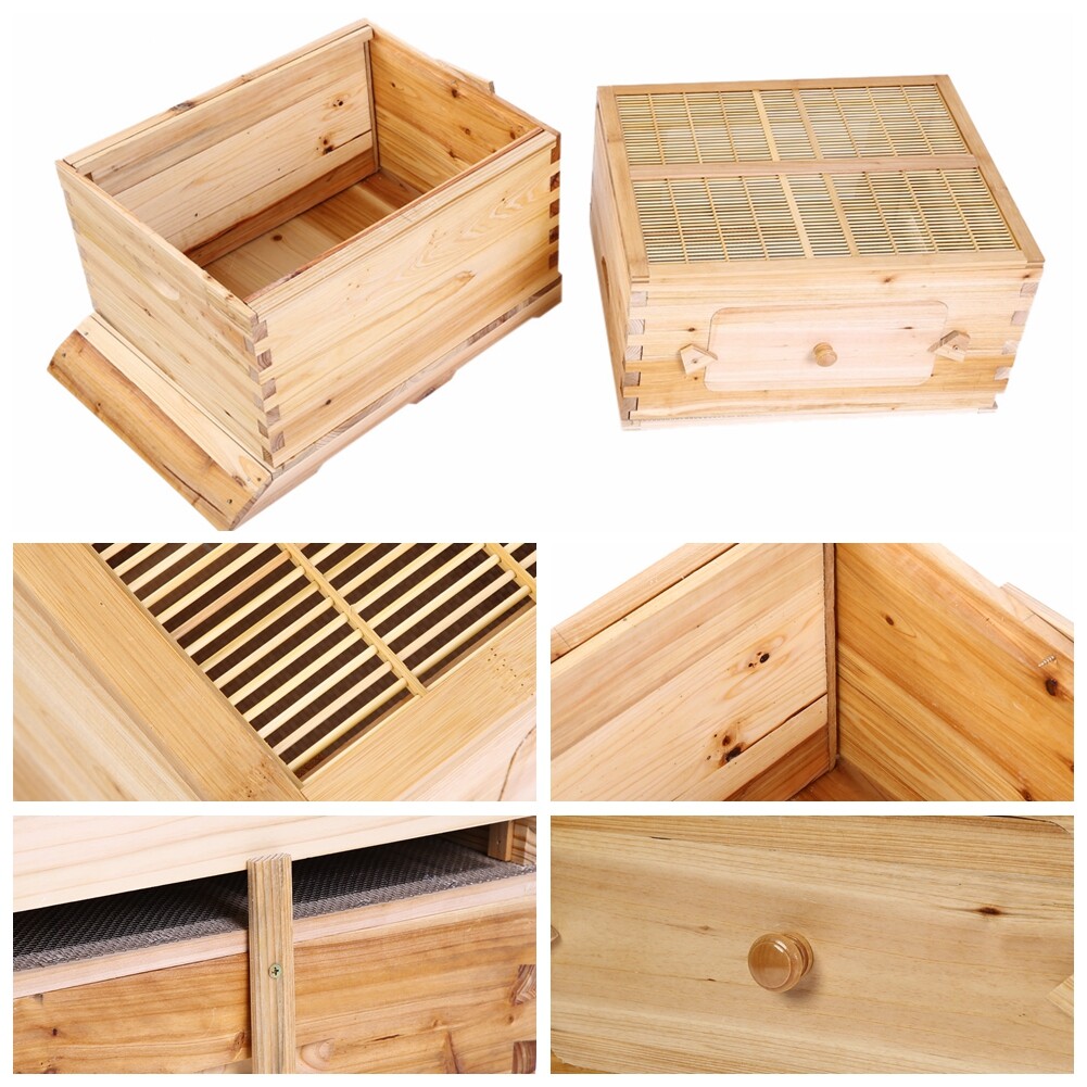 7x Auto Seeping Beehive Honey Hive Frames+Beekeeping Brood Cedarwood Box House