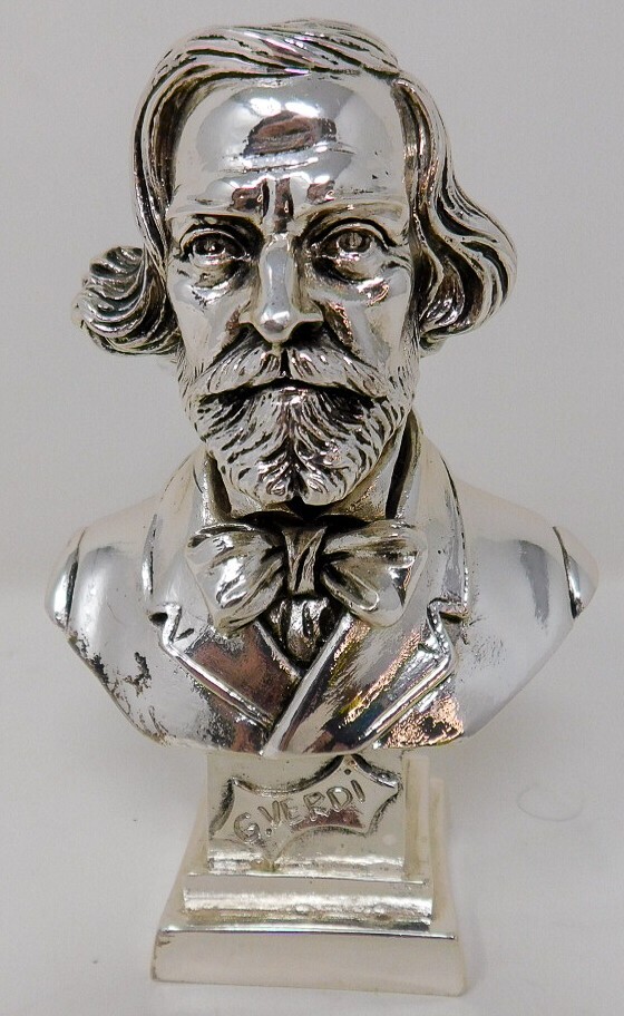 Solid 800 Silver Giuseppe Verdi 4.5" Statuette Italian 202 grams Composer Bust