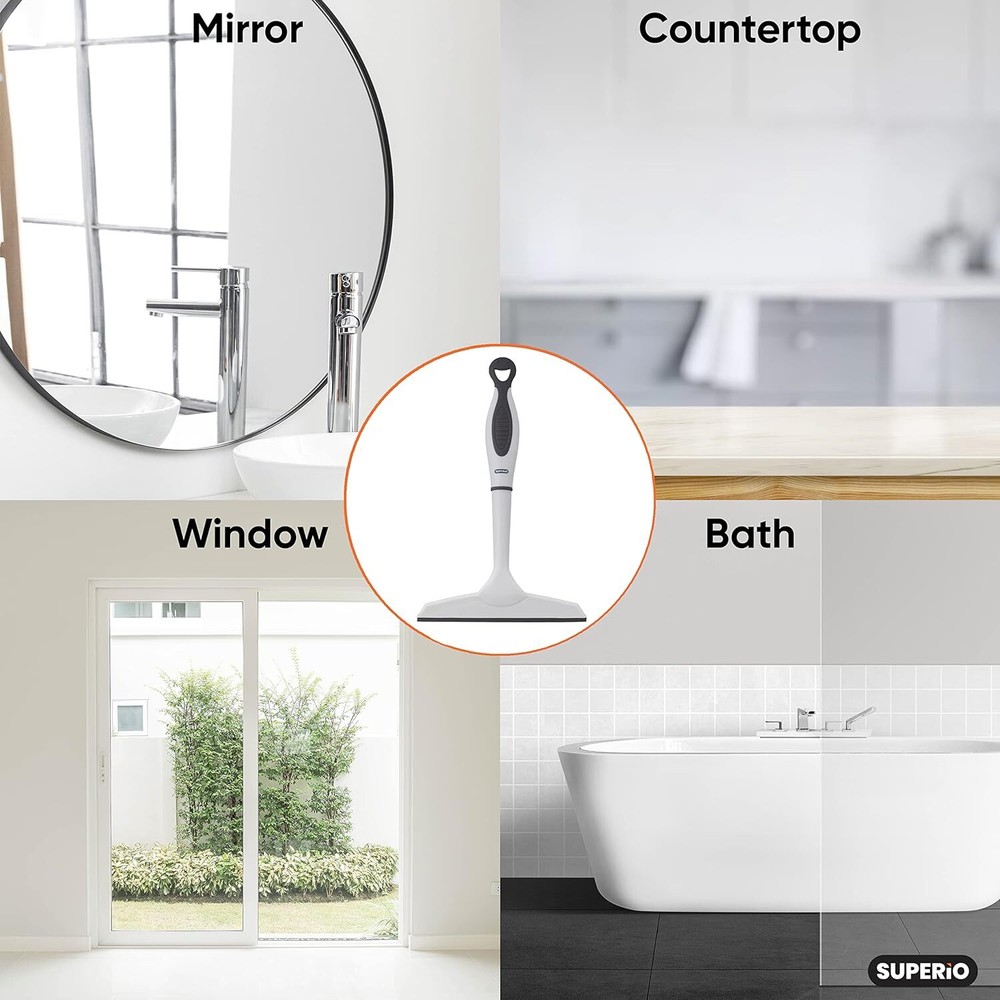 Superio 6" Window Rubber Squeegee with Hanging Loop, 2 Pack, Grey