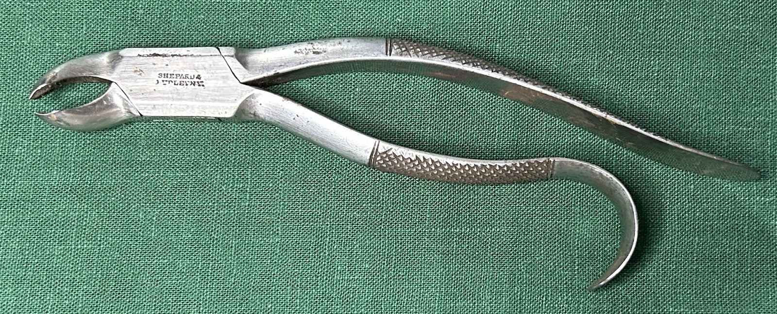 Orig 19th Century Civil War Dental Tooth Extractor Marked Shepard & Dudley NY