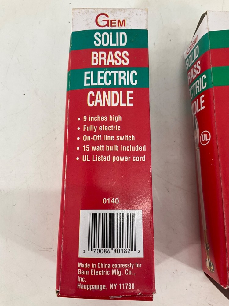 Gem Solid Brass Electric 9" Candle #0140 *2 Pack*