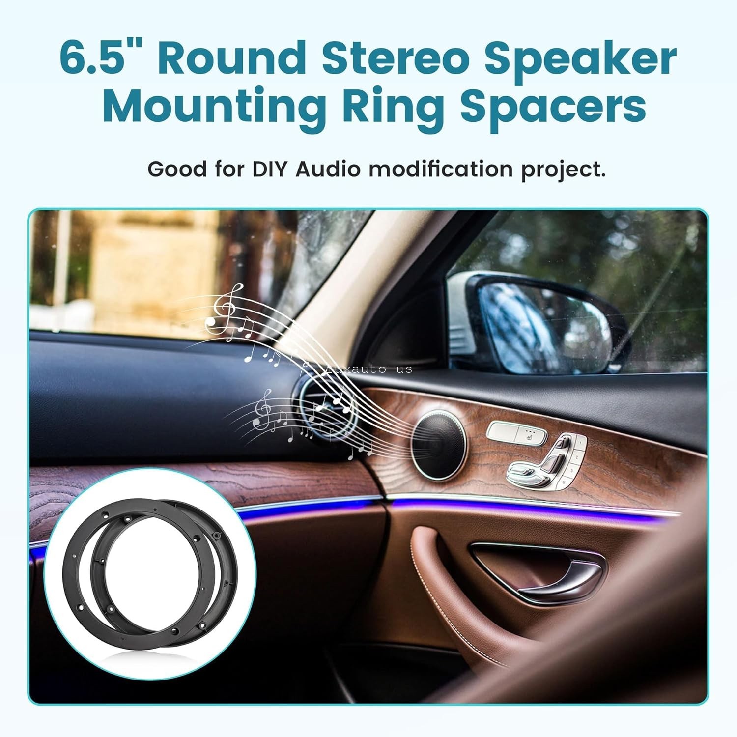 6.5 inch Plastic Spacer Speaker Rings Custom Mounting Adapter Subwoofer 2 Pairs
