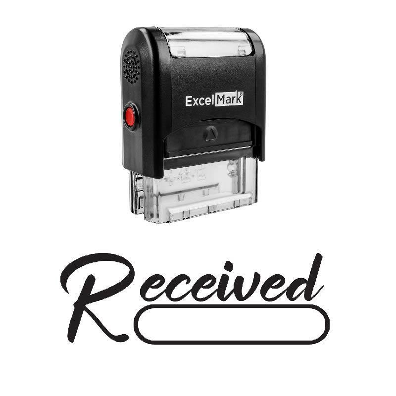 Script Round Box RECEIVED Stamp - Self-Inking / Black