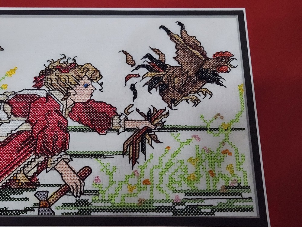 Professionally Matted Needlepoint Art Ready to Frame Dinner Time