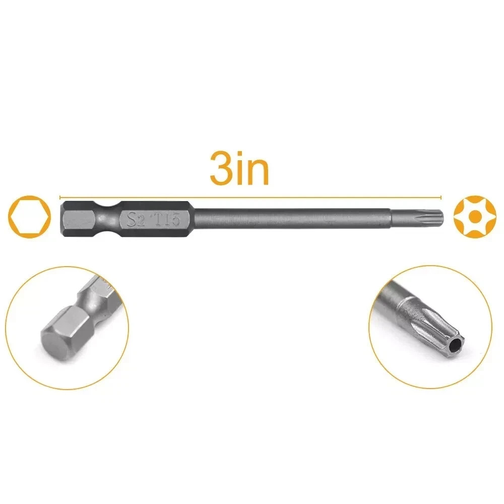12pcs T6-T40 Magnetic Head Torx Screwdriver Bit Set Security Tamper Proof Star