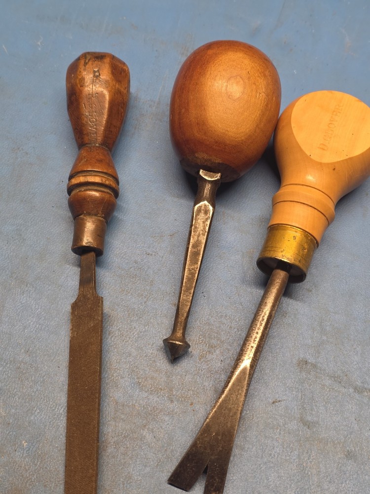 Beautiful Early Handled Tools Tack Puller Marples Countersink And File. Boxwood?