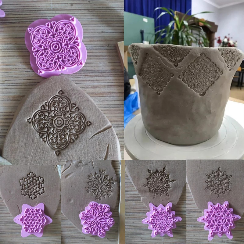 5pcs/lot Mandala Lace Pattern Emboss Stamp Polymer Clay Earring Texture Soap