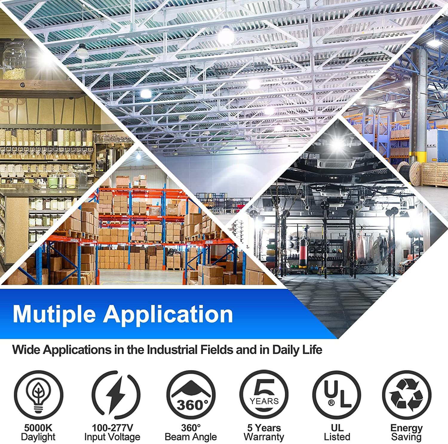 50 Pack LED Corn Light Bulb 400W Equivalent E39 100W 15000LM 5000K Garage Lights