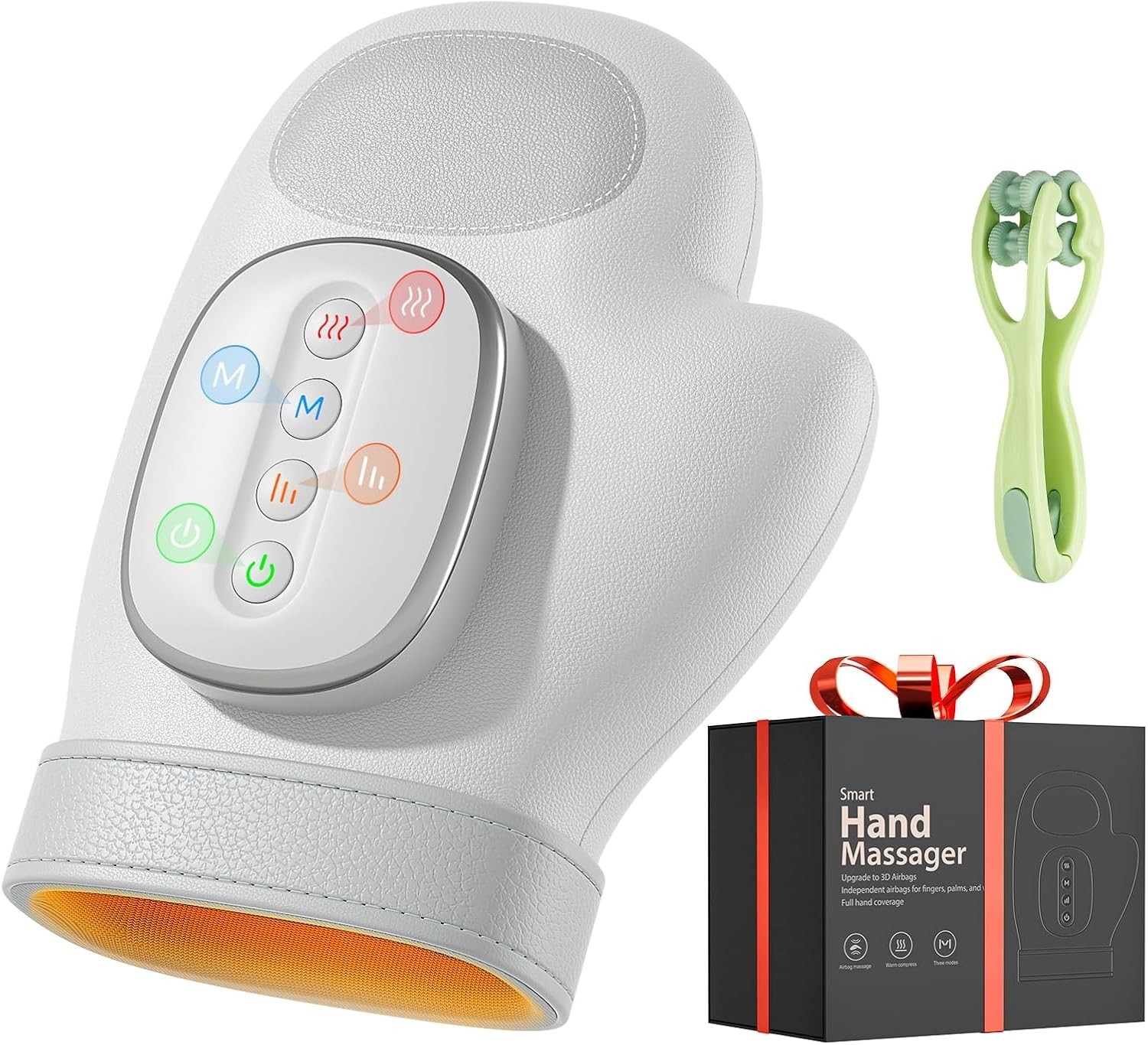 WUX Hand Massager w/ Heat Compression Relief, 3 Massage, 4 Temps, 5 Compression