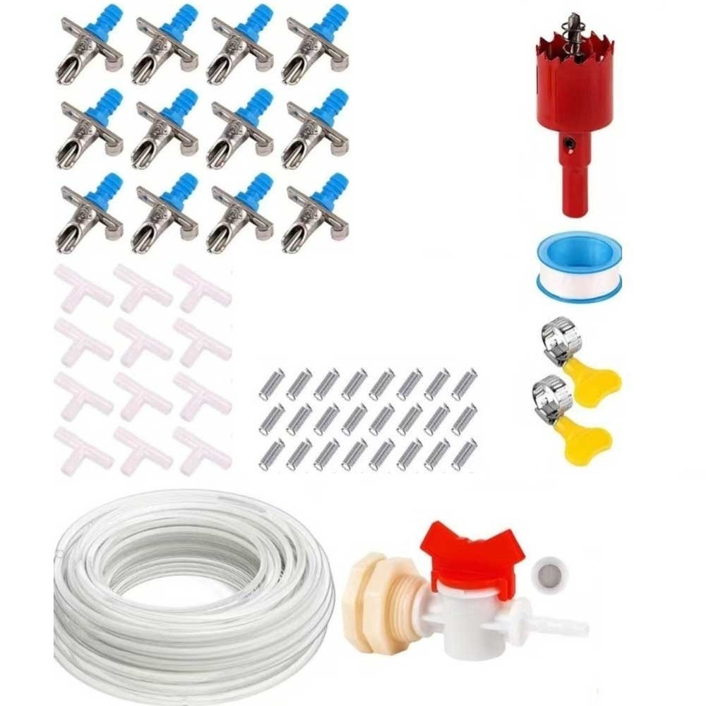 Rabbit Drinking System with Dual Spring Nozzle 10m Flexible Water Pipe