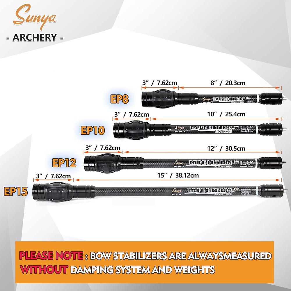 Archery Bow Stabilizer for Compound Bow, Carbon Fiber Body Flexible Core, Dam...