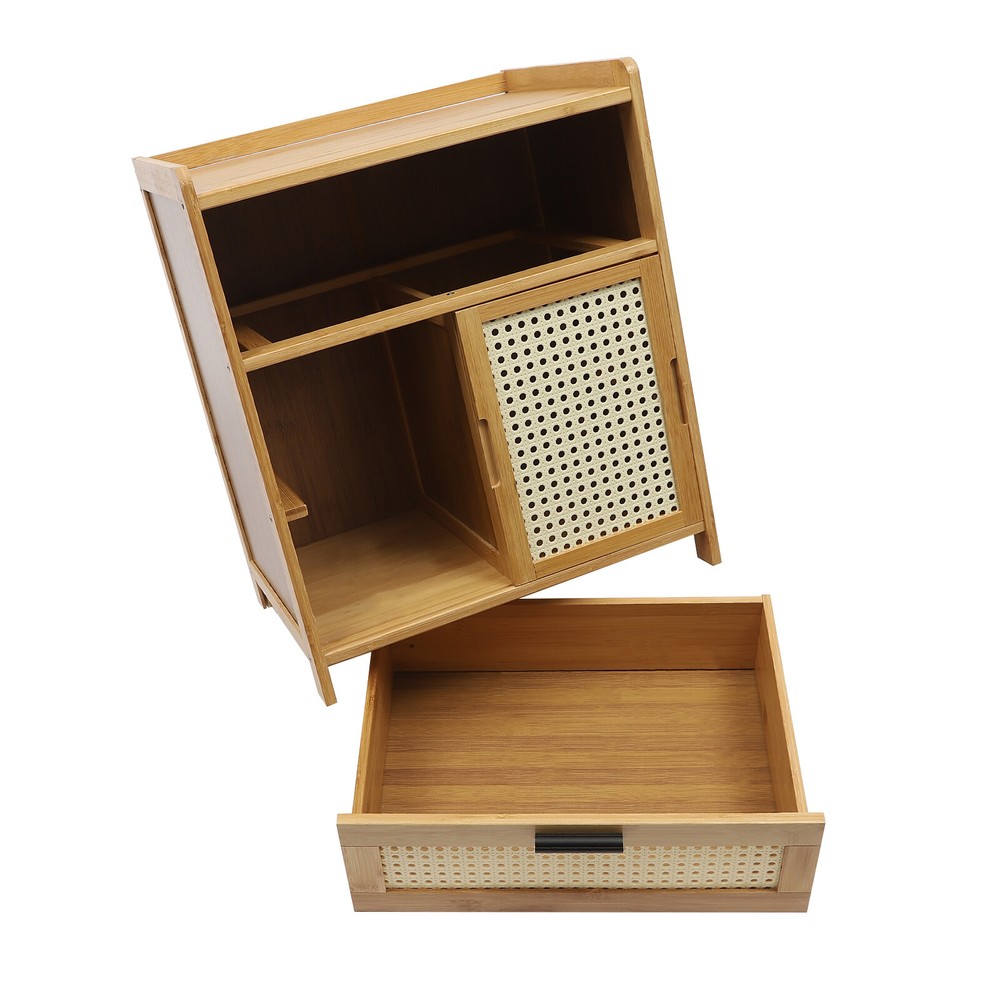 Modern Nightstand,Bed Side Table,Bamboo End Table,Storage Cabinets Night Stand