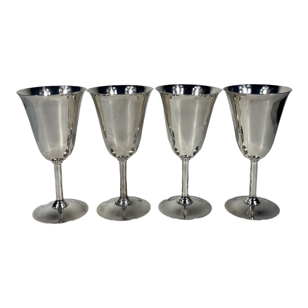 Vintage Eugene Ferner EPNS Silverplate Set Of 4 Goblets 1957 Hand Polished