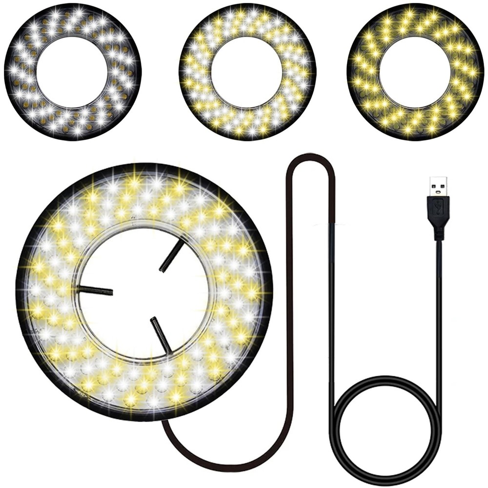 Light Microscope LED Ring Illuminator, USB Adjustable LED Ring Light for Indu...