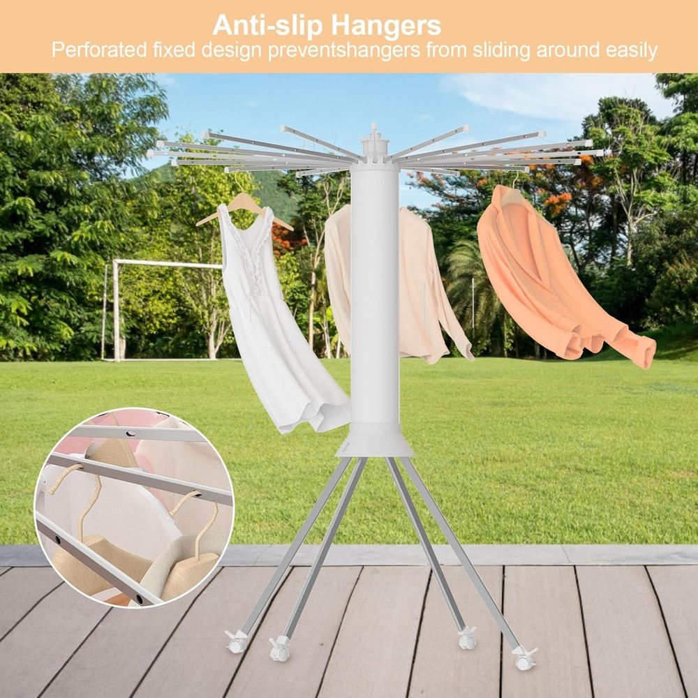 4-Legged Clothes Drying Rack Foldable, Outdoor Collapsible Single Layer(a)