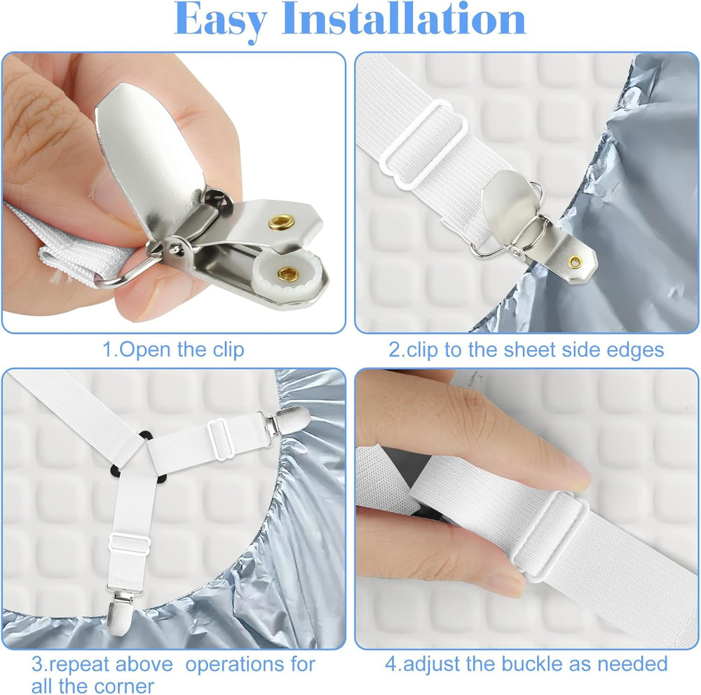 2 Pack Bed Sheet Fasteners Straps Adjustable Bed Sheet Holder Bands with Sheet C
