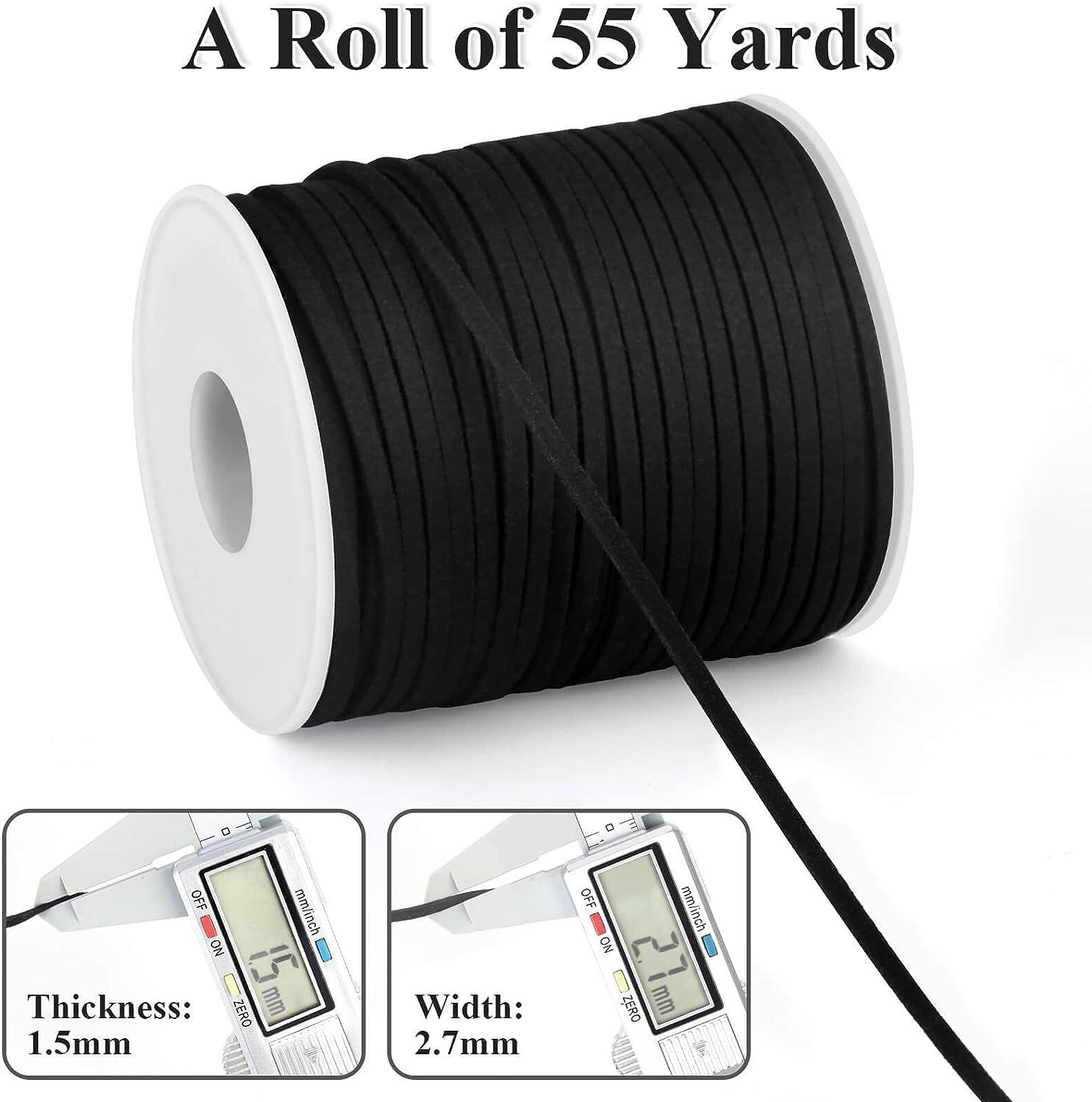 Leather String, Flat Suede Cord Faux Thin Lace for Black